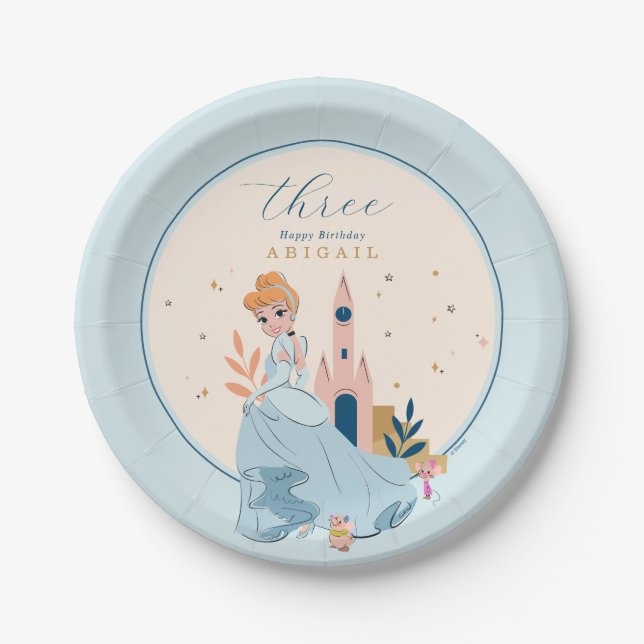 Disney Princess Cinderella Pink Birthday Paper Plates (Front)