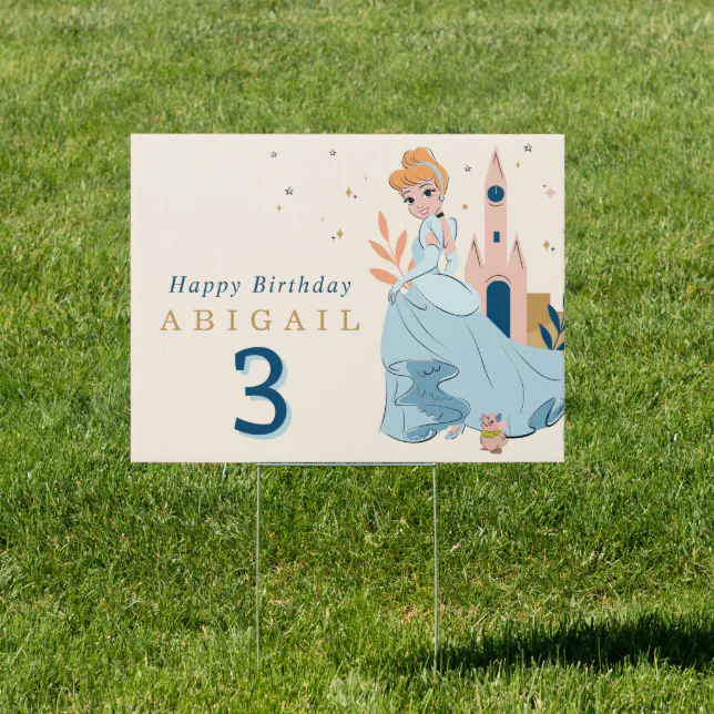 Disney Princess Cinderella Pink Birthday Sign | Zazzle