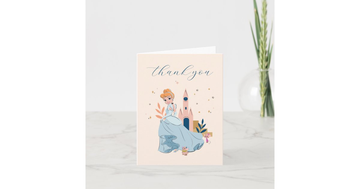 Disney Princess Cinderella Pink Birthday Thank You Card | Zazzle