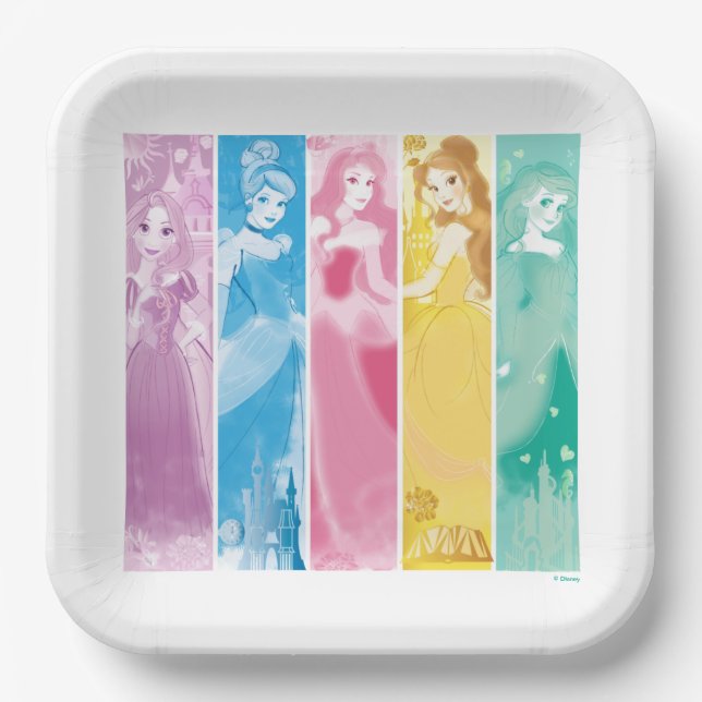Disney Princess Colorful Portrait Collection Paper Plates (Front)