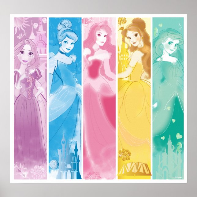 Disney Princess Colorful Portrait Collection Poster (Front)