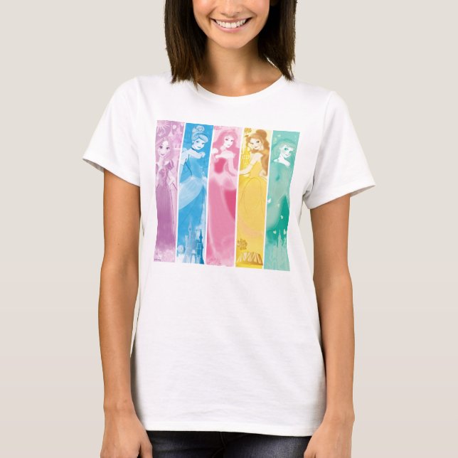 Disney Princess Colorful Portrait Collection T-Shirt (Front)