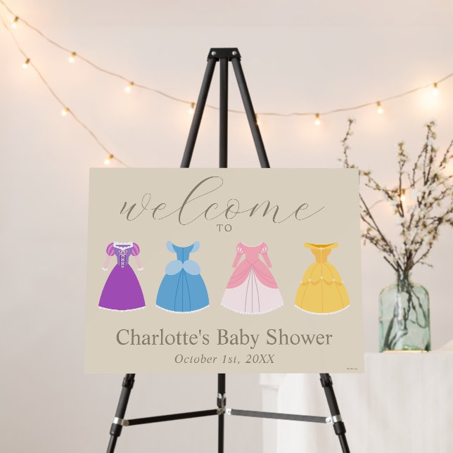 Disney Princess Dresses Baby Shower Welcome Sign (In Situ (Stand))