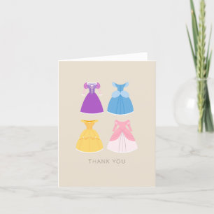 Disney Princess Dresses Girl's Birthday Letterpress Thank You Card