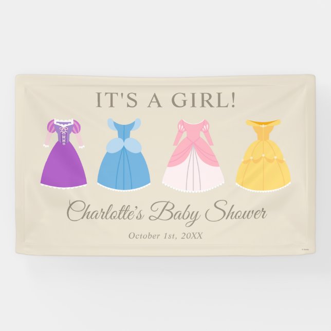 Disney Princess Dresses | It's a Girl Baby Shower Banner (Horizontal)