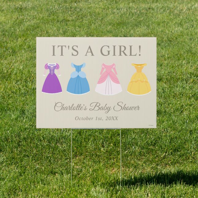Disney Princess Dresses | It's a Girl Baby Shower Sign (Insitu)