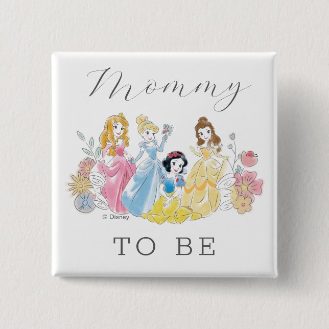 Disney Princess Floral Baby Shower Mommy to Be Button (Front)