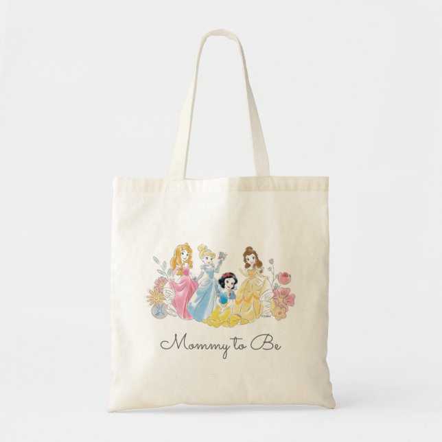 Disney Princess Floral | Baby Shower Mommy To Be Tote Bag (Front)