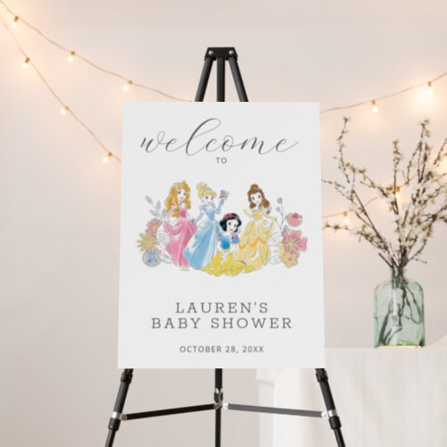 Disney Princess Floral Baby Shower Welcome Sign