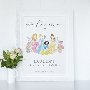 Disney Princess Floral Baby Shower Welcome Sign