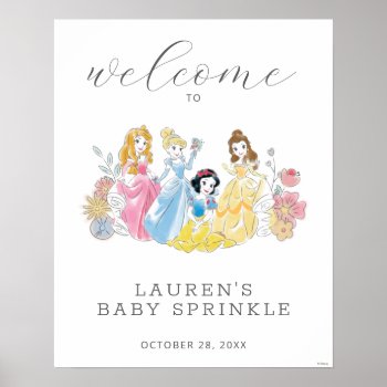 Disney Princess Floral Baby Sprinkle Welcome Sign by DisneyPrincess at Zazzle