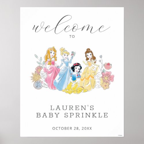 Disney Princess Floral Baby Sprinkle Welcome Sign