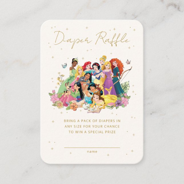 Disney Princess Floral | Diaper Raffle Insert Card (Front)