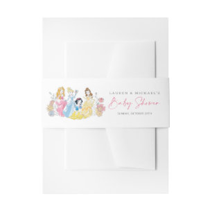 Disney Princess Floral Girl Baby Shower Invitation Belly Band