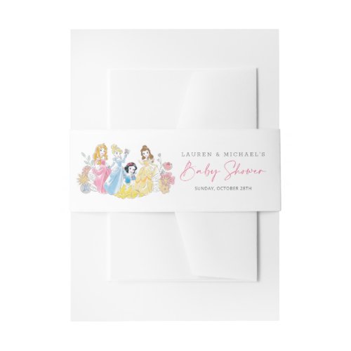 Disney Princess Floral | Girl Baby Shower Invitation Belly Band