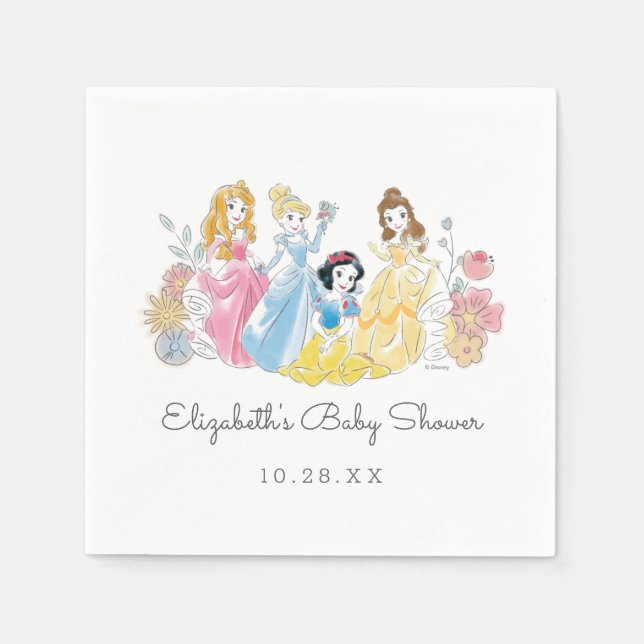 Disney Princess Floral | Girl Baby Shower Napkins (Front)