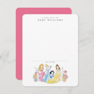 Disney Princess Floral Girl Baby Shower Note Card