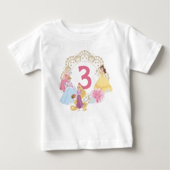Disney Princess | Floral Gold Birthday Baby T-shirt by DisneyPrincess at Zazzle