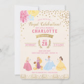 Disney Princess | Floral Gold Confetti Invitation (Front)