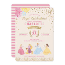 Disney Princess | Floral Gold Confetti Invitation Disney Princess | Floral Gold Confetti Invitation
