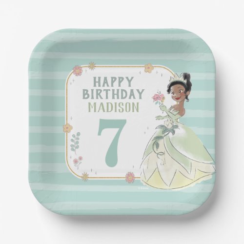 Disney Princess  Floral Watercolor Birthday Paper Plates