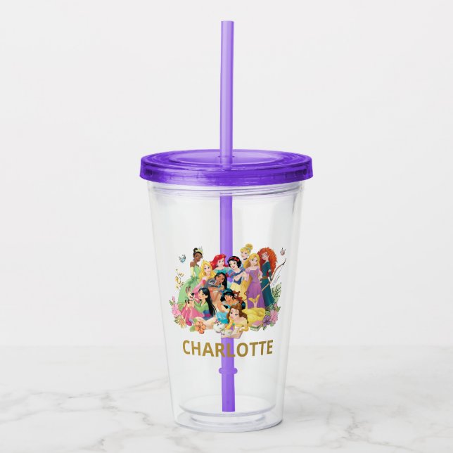 Disney Princess Girls Birthday Party Favor Acrylic Tumbler (Front)