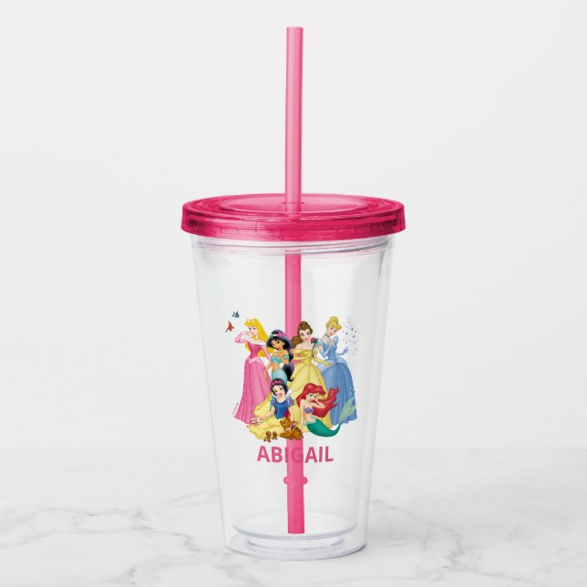 Disney Princess Girls Birthday Party Favor Acrylic Tumbler (Front)