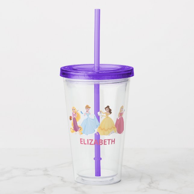 Disney Princess Girls Birthday Party Favor Acrylic Tumbler (Front)