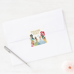 Disney Princess Gold Birthday Thank You Square Sticker