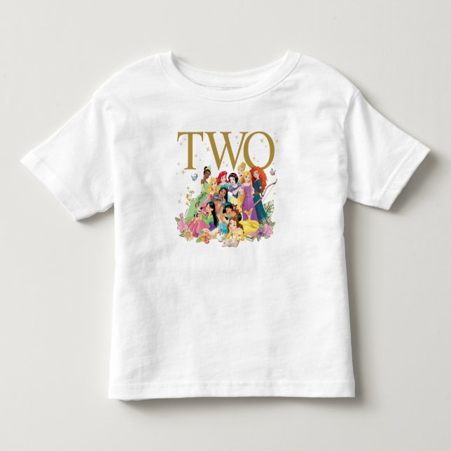 Disney Princess Gold Floral 2nd Birthday Toddler T-shirt (Front)
