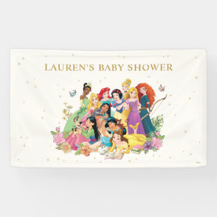 Disney Princess Gold Floral Baby Shower Banner