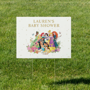 Disney Princess Gold Floral Baby Shower Sign