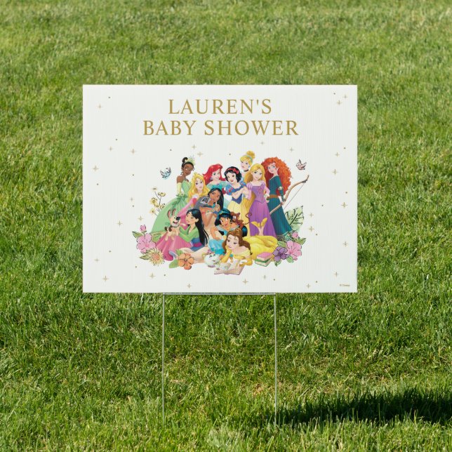 Disney Princess Gold Floral Baby Shower Sign (Insitu)