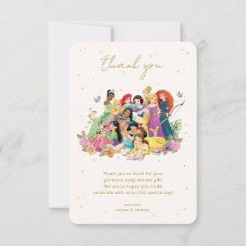 Disney Princess Gold Floral Baby Shower Thank You by DisneyPrincess at Zazzle