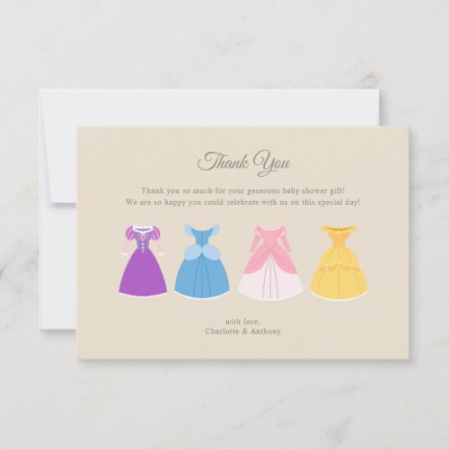 Disney Princess Gold Floral Baby Shower Thank You