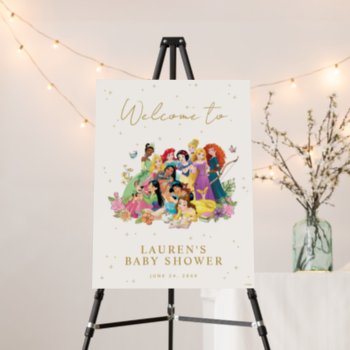 Disney Princess Gold Floral Baby Shower Welcome Foam Board by DisneyPrincess at Zazzle