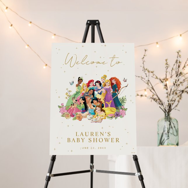 Disney Princess Gold Floral Baby Shower Welcome Foam Board (In Situ (Stand))