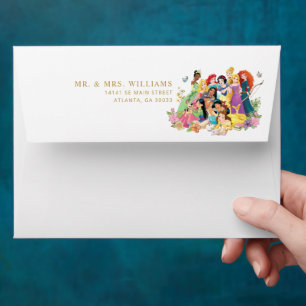 Disney Princess Gold Floral Birthday Envelope