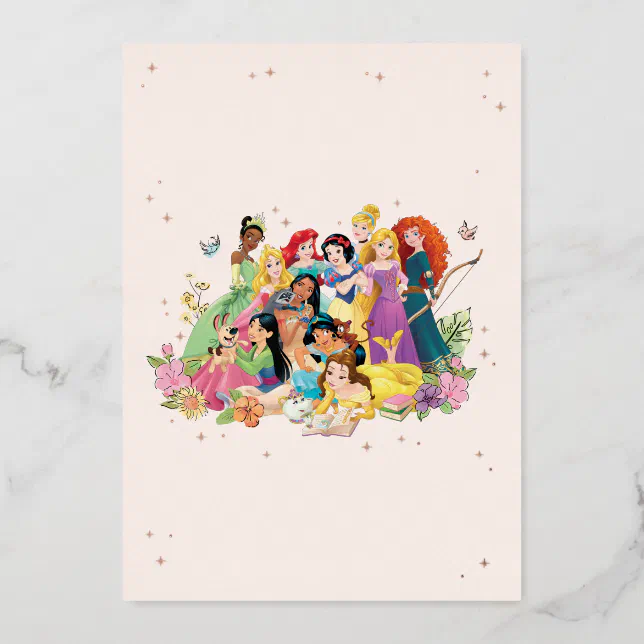 Disney Princess Gold Floral Birthday Foil Invitation | Zazzle