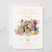 Disney Princess Gold Floral Birthday Invitation (Front)