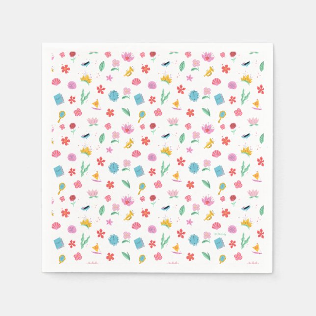 Disney Princess Gold Floral Birthday Napkins (Front)