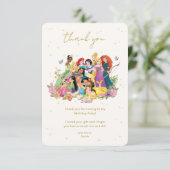 Disney Princess Gold Floral Birthday Thank You (Standing Front)