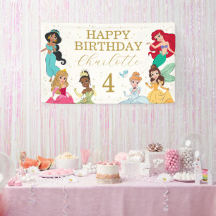 Disney Princess Gold Sparkle Birthday Banner