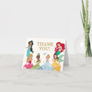 Disney Princess Gold Sparkle Birthday Letterpress Thank You Card