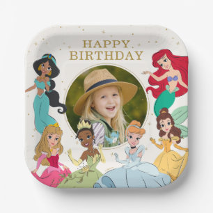 Disney Princess Gold Sparkle Birthday Paper Plates