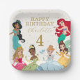 Disney Princess Gold Sparkle Birthday Paper Plates