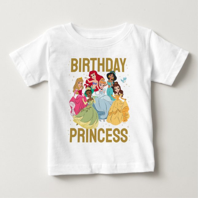 Disney Princess Gold Sparkle Birthday Princess Baby T-Shirt (Front)