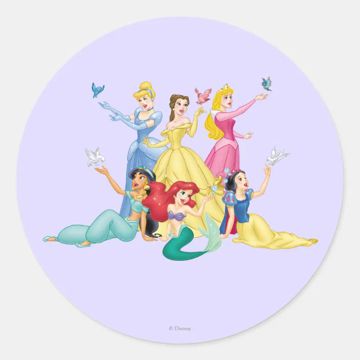 Disney Princess Hands Up With Birds Classic Round Sticker Zazzle Com