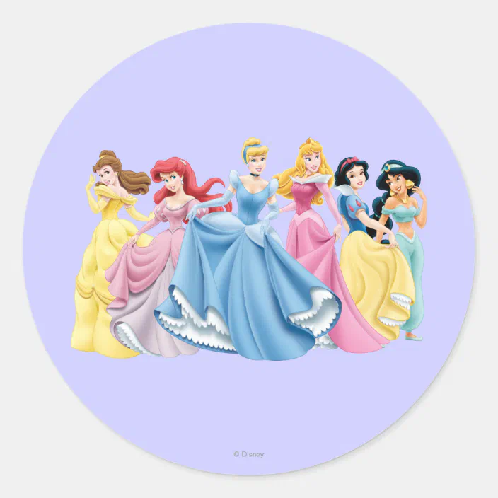Disney Princess Holding Dresses Out Classic Round Sticker Zazzle Com
