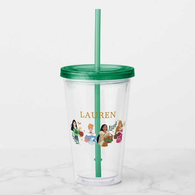Disney Princess Holiday Birthday Acrylic Tumbler (Front)